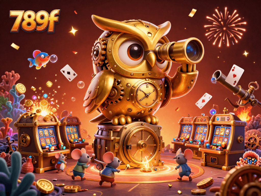 Experience big wins at 789f's vibrant casino, with golden treasures, golden owl, and lively gameplay.